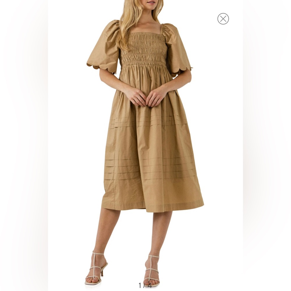 English Factory Scalloped Detail MIDI Dress
